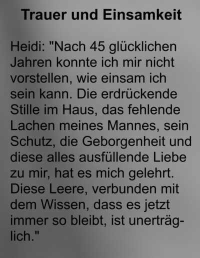 Aussagen von Trauernden zum Thema Einsamkeit