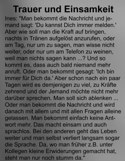 Aussagen von Trauernden zum Thema Einsamkeit