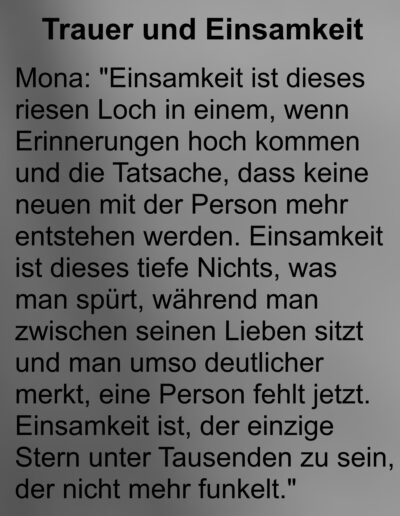 Aussagen von Trauernden zum Thema Einsamkeit