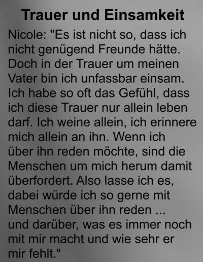Aussagen von Trauernden zum Thema Einsamkeit