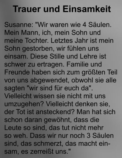 Aussagen von Trauernden zum Thema Einsamkeit
