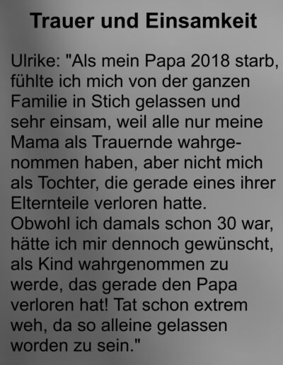 Aussagen von Trauernden zum Thema Einsamkeit