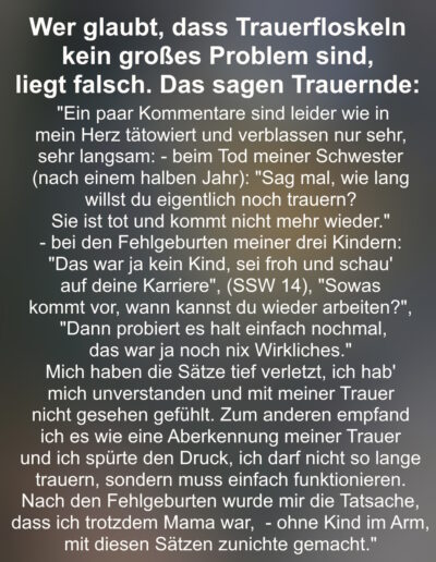 Aussagen von Trauernden zum Thema Trauerfloskeln